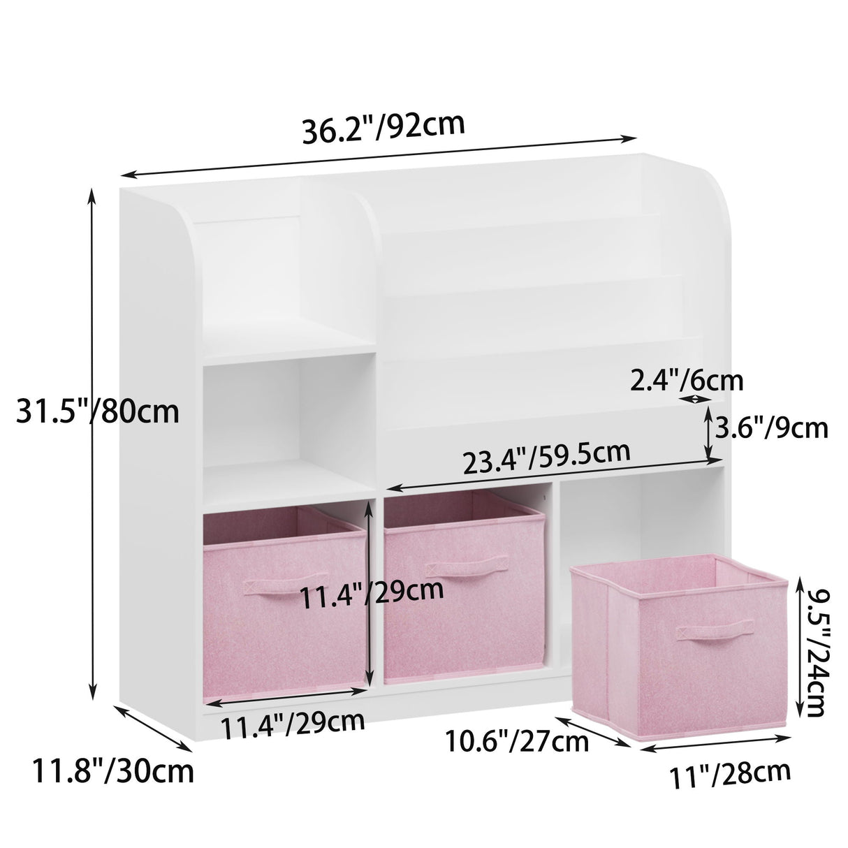 Bookcase And Bookshelf With 3 Collapsible Drawers, Multifunctional Display Stand