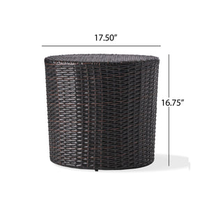 Kingstown RD Barrel Side Table, Outdoor Wicker End Table