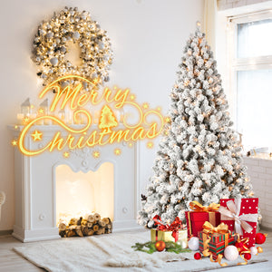 6ft Flocked Pre-Lit Christmas Tree with 300 UL Warm Lights