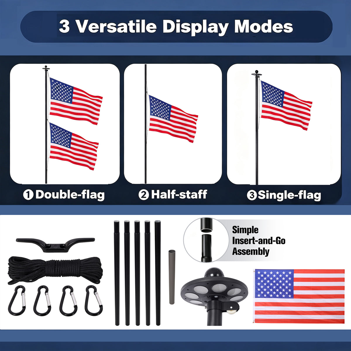 20FT Heavy Duty Flag Pole Kit