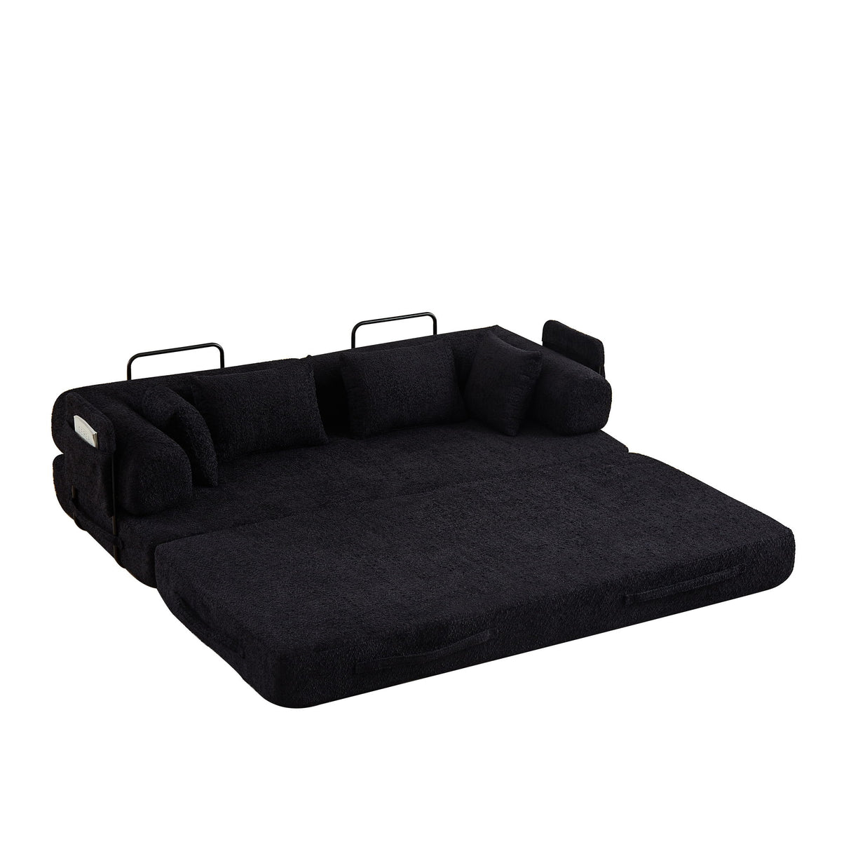 Convertible Sleeper Sofa Bed With Cylindrical Pillow