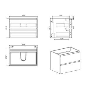 Alice - Bathroom Vanity With Sink, Large Storage Wall Mounted Floating Bathroom Vanity For Modern Bathroom, One-Piece Sink Basin Without Drain And Faucet