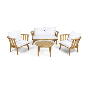 Patio Furniture Set, Outdoor Acacia Wood Patio Club Chair With Table - Best Buy Furniture