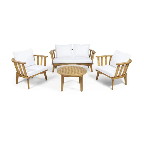 Patio Furniture Set, Outdoor Acacia Wood Patio Club Chair With Table - Best Buy Furniture