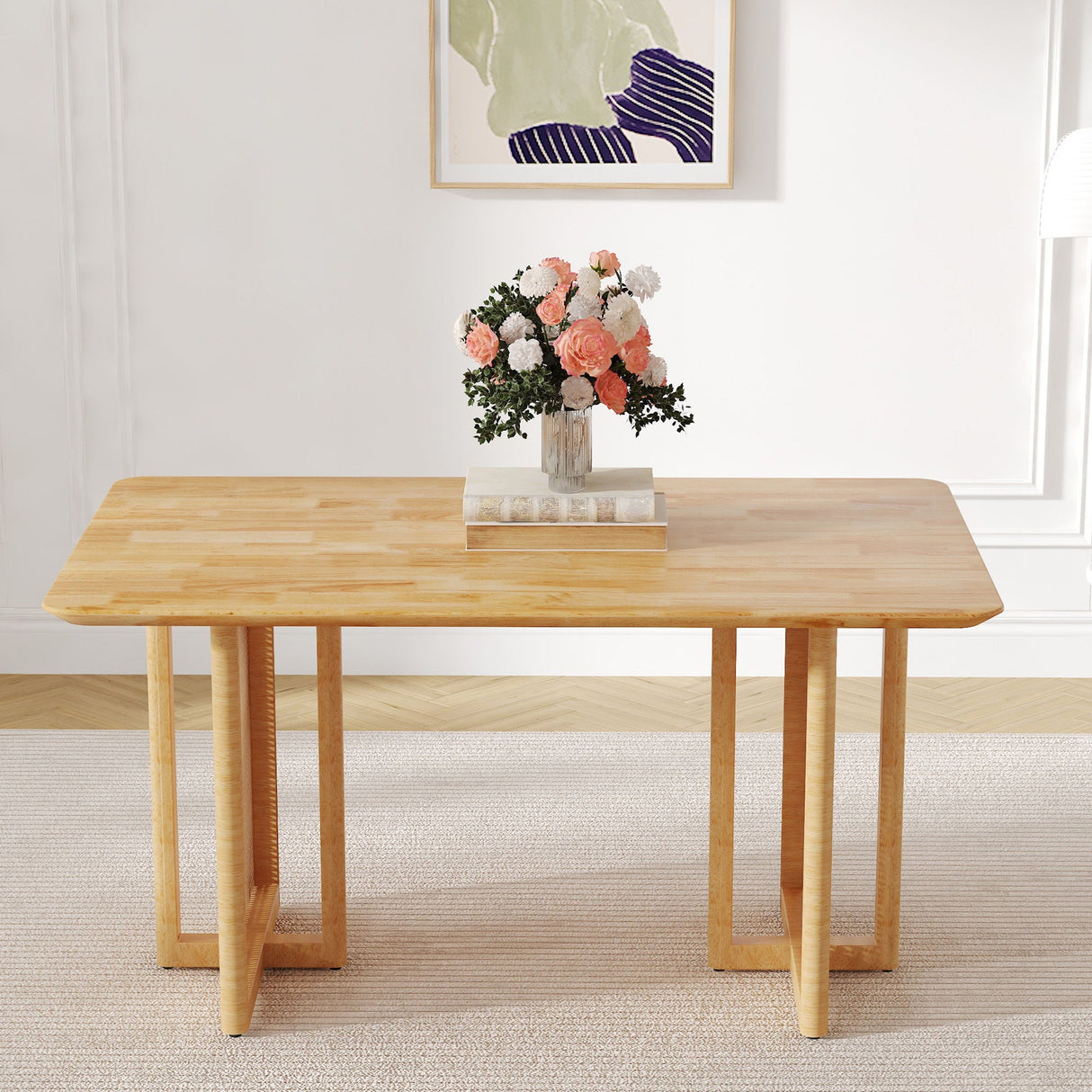 Dining Table With Imitation Rattan Design For Dining Room