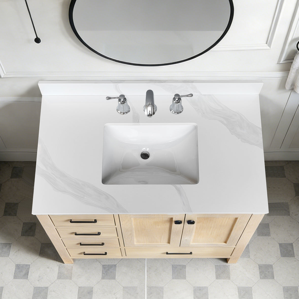 37-Inch Quartz Bathroom Vanity Top