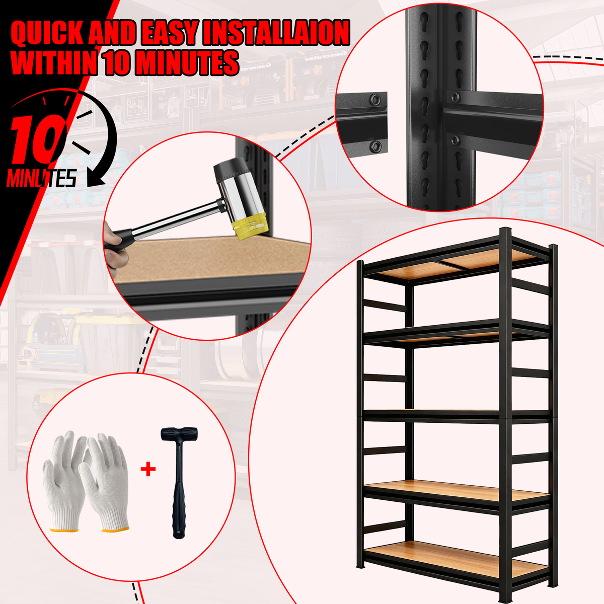 63-Inch Height Storage Shelving Unit with Adjustable Shelves