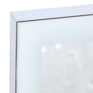 Modern LED Bathroom Vanity Mirror With Aluminum Frame, 45° Beveled Lights, Anti Fog - Silver