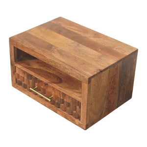 Solid Wood Arno Wall-Mounted Nightstand in Golden Teak