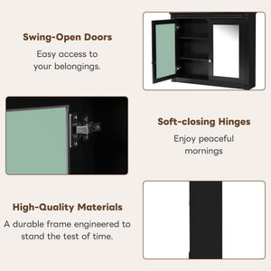 Wall-Mounted Medicine Cabinet With 2 Mirrors, Adjustable Shelves