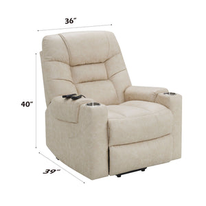 Nairi - Leather Aire Power Motion Recliner With Lift Heating Massage Function - Ivory - Best Buy Furniture