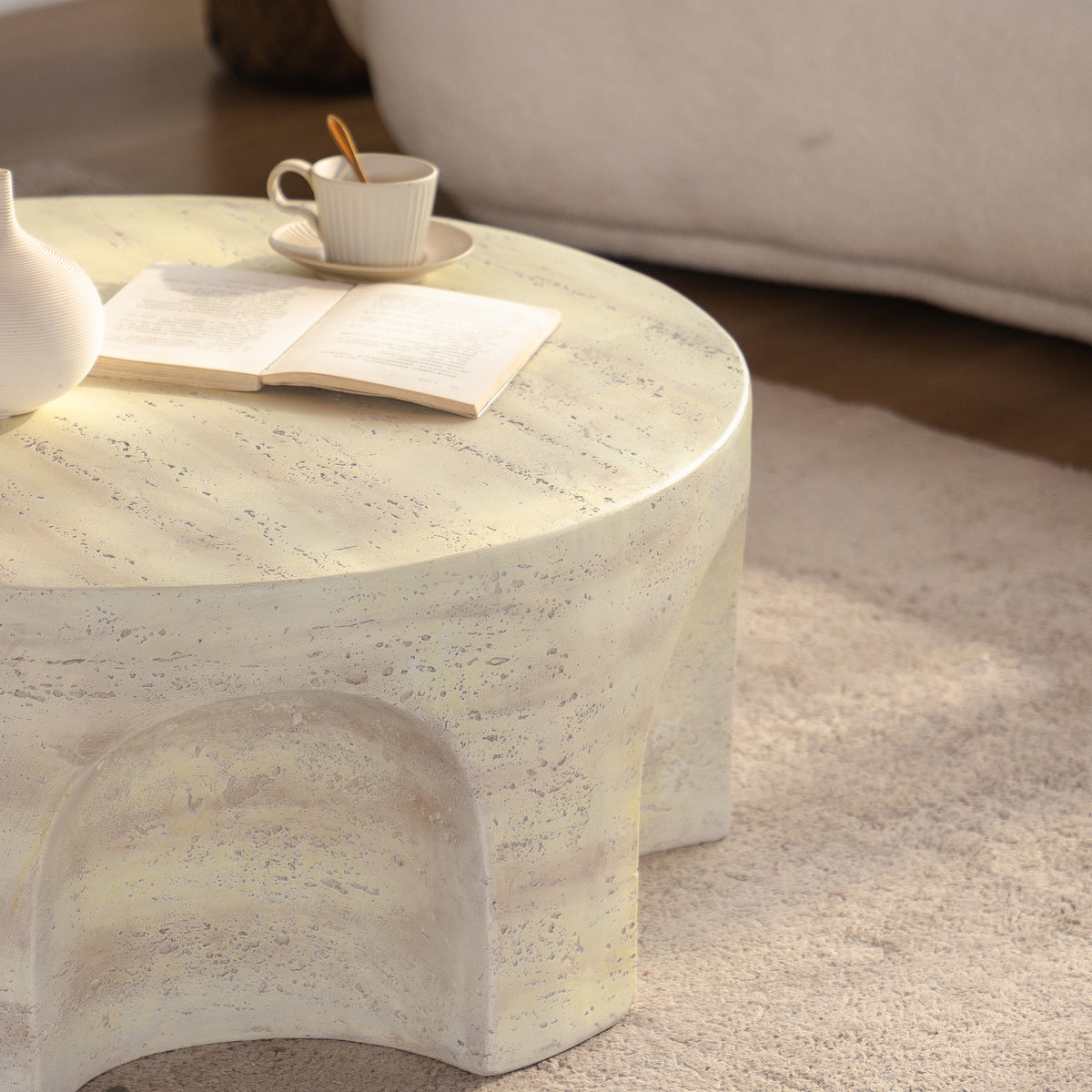 Mgo Modern Minimalist Round Accent Coffee Table