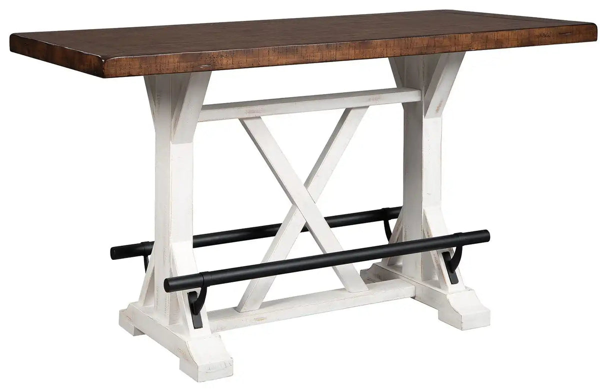 Valebeck - Rectangular Dining Room Counter Table - White / Brown - Best Buy Furniture