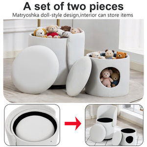 Barrel Chair With Built In Storage, 360° Swivel - Beige