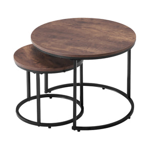 Nesting Coffee Table Set of 2, 23.6 in Round Coffee Tables