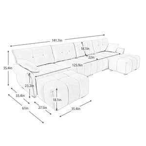 4-Seater Sofa Set with 2 Ottomans