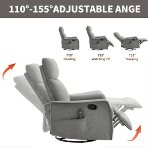 Heat Massage Manual Recliner Chair with Rocker and Swivel