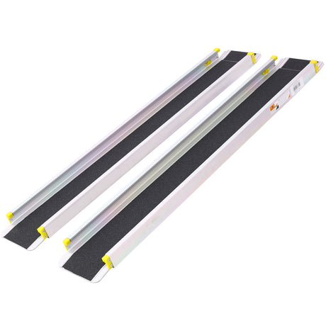 Premium Adjustable Telescoping Wheelchair Track Ramps Aluminium - Silver
