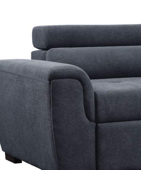 Haris - Sleeper Sofa Sectional With Adjustable Headrest And Storage Ottoman - Dark Gray