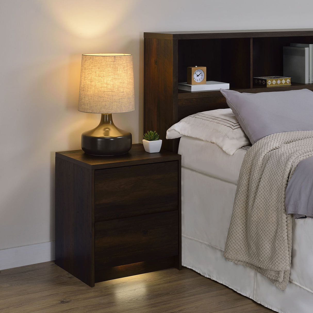 Geary - 2 Drawer Nightstand With LED Lights And USB Charging Ports