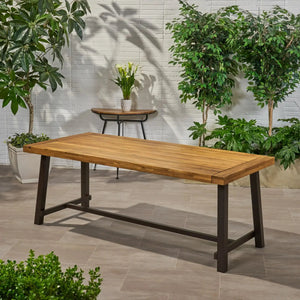 Equilibrium - Outdoor Dining Table With Wooden Frame And Slat Top - Best Buy Furniture