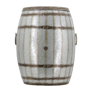 Galvanized Drum Side Table with Removable Lid - Gray
