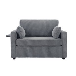 Sleeper Sofa With Foldable Mattress, USB Ports, Side Table & Storage Pocket