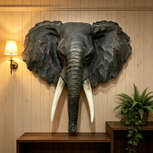 15.75" Wide Realistic Elephant Head Wall Sculpture