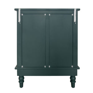 Hollow Carved 3 Drawer Dresser With Metal Handles, Storage Chest For Living Room Or Bedroom - Blackish Green
