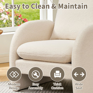 Modern Sherpa Upholstered Accent Chair, Comfortable Living Room Armchair, Lounge Chair For Bedroom, And Office