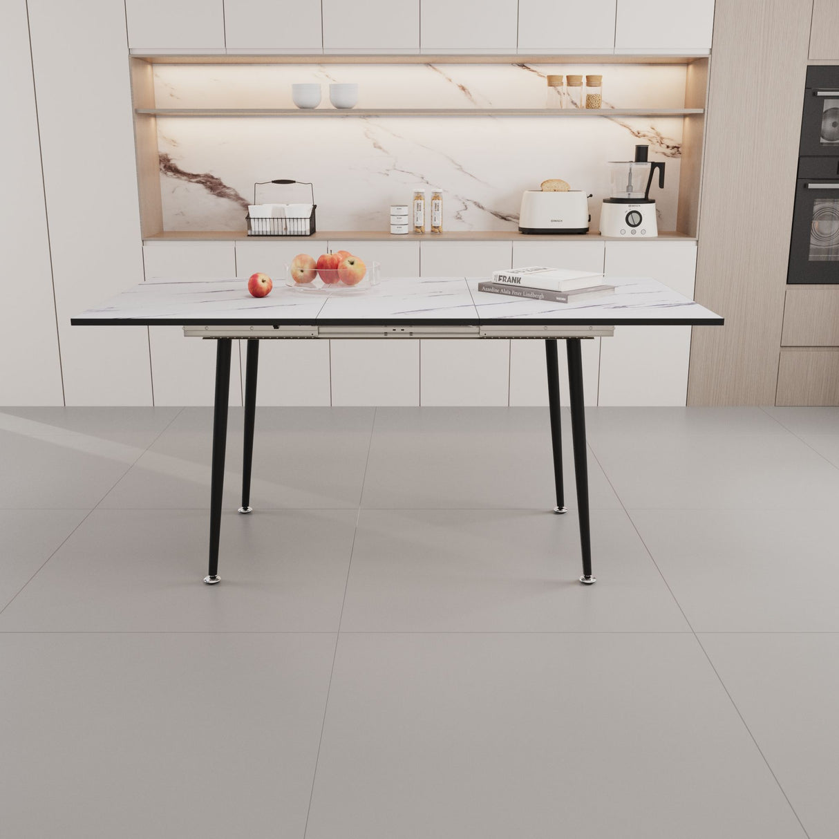 Modern Extendable Dining Table And Chair Set For 2 - 6 People