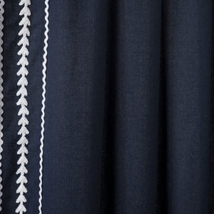 Olivia Ric Rac Embroidery Border Window Curtain Panel