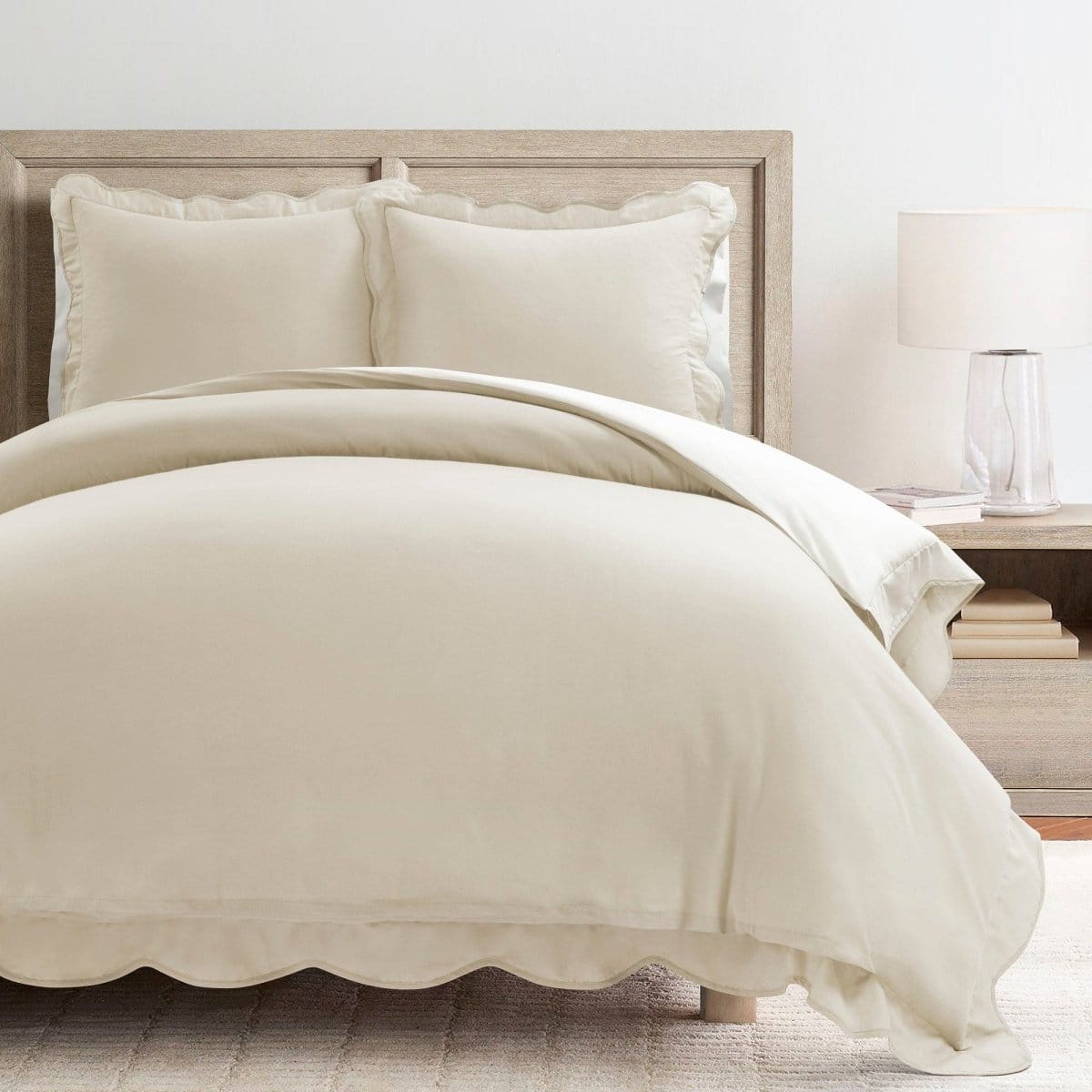 LushDecor Coastal Chic Scalloped Edge 100% Cotton Reversible Duvet Cover Set - view 6