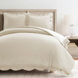 LushDecor Coastal Chic Scalloped Edge 100% Cotton Reversible Duvet Cover Set - view 6