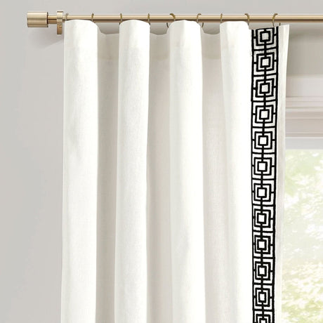 Luxury Modern Square Embroidery Border Window Curtain Panel