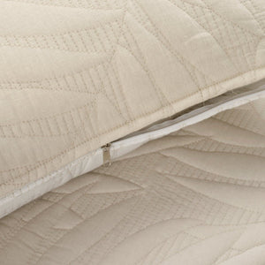 Isla Embroidered Leaf Reversible Cotton Quilt 3 Piece Set