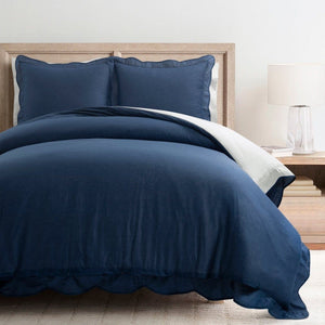 LushDecor Coastal Chic Scalloped Edge 100% Cotton Reversible Duvet Cover Set - view 16