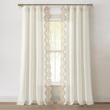 Scalloped Edge Lace Border Window Curtain Panel
