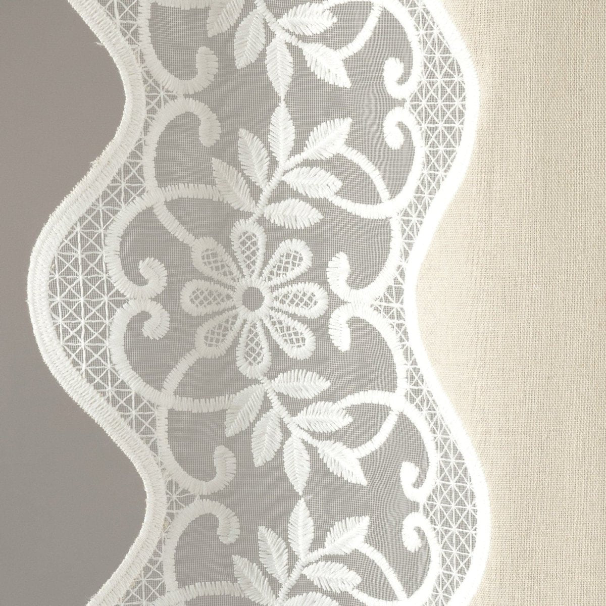 Scalloped Edge Lace Border Window Curtain Panel