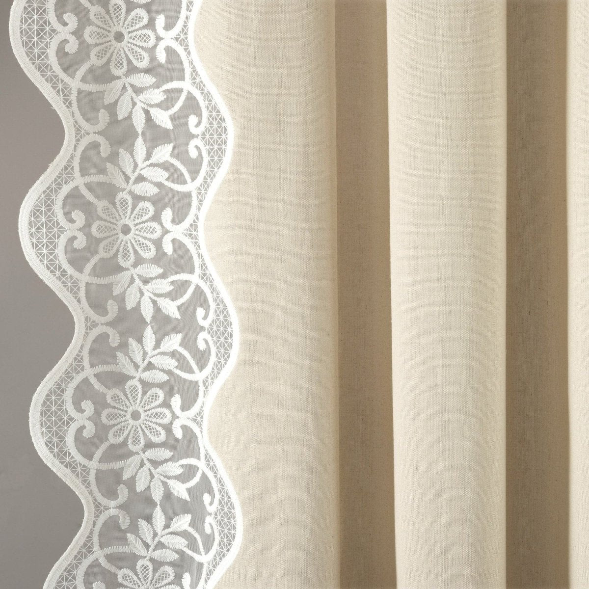 Scalloped Edge Lace Border Window Curtain Panel