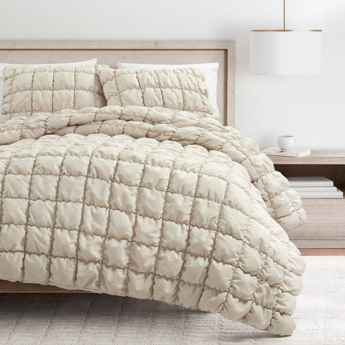 LushDecor Puff Comforter Set in Neutral
