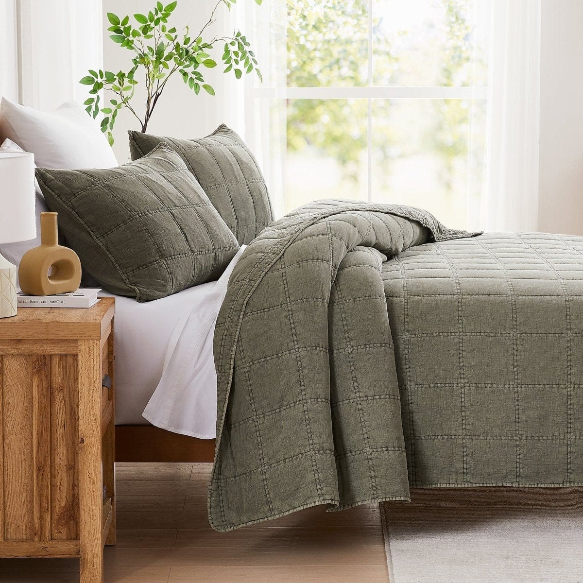 Logan Stone Washed Cotton Quilt 3 Piece Set
