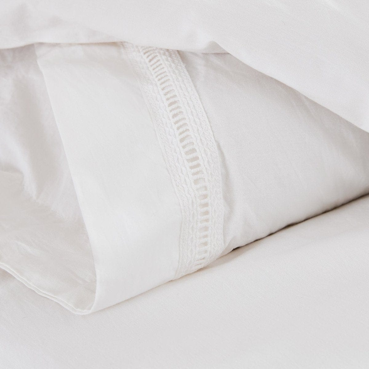 Doris Eyelet Inset Trim Cotton Duvet Cover Set