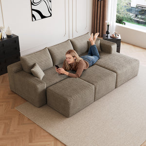 95" Cloud Sectional Sofa with 2 Ottomans
