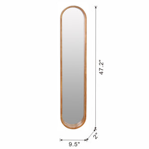 Decorative Rubber Frame Mirror With Elongated Oval Frame - Brown