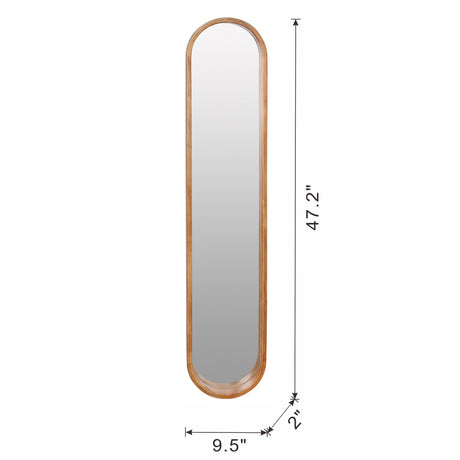 Decorative Rubber Frame Mirror With Elongated Oval Frame - Brown
