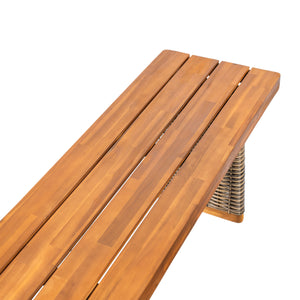 Outdoor Acacia Wood Bench (Set of 2) - Teak Finish
