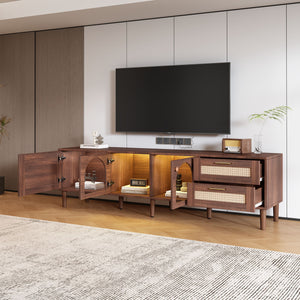 TV Stand With App-Controlled LED Lights, 2 Drawers & Door Storage