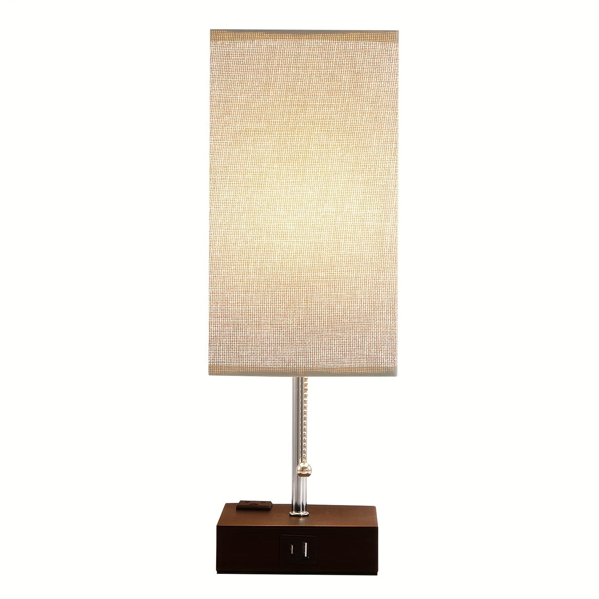 Touch Table Lamp with USB & Outlet – Modern Fabric Shade Bedside Light for Bedroom