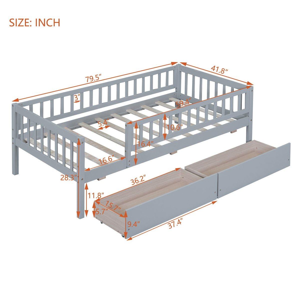 Multi Functional Wooden Daybed Bed